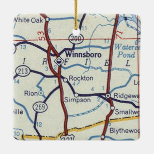 Ornement En Céramique Carte Vintage Winnsboro SC