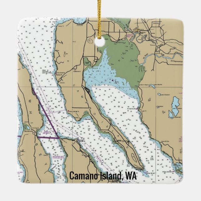 Ornement En Céramique Carte WA de Camano Island (Dos)