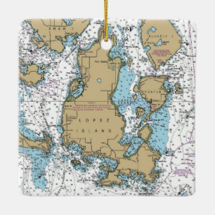Ornement En Céramique Carte WA de l'île de Lopez