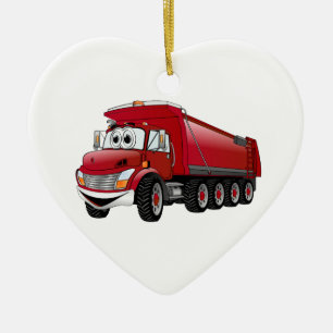 Ornement En Céramique Cartoon Red Dump Truck 10w