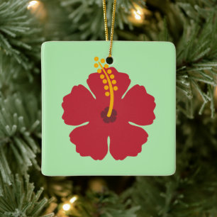 Ornement En Céramique Cartoon rouge Hibiscus simple