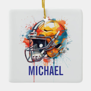 Ornement En Céramique Casque de football de motivation inspirante nom