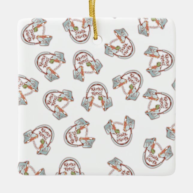 Ornement En Céramique Casques de bol à nouilles amusants Musique et Rame (Devant)