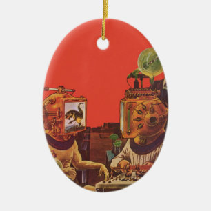 Ornement En Céramique Casques vintages de science-fiction, Aliens de pun