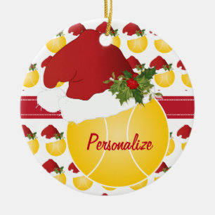 Ornement En Céramique Casquette de Père Noël de balle de tennis de spo