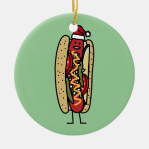 Ornement En Céramique Casquette de Père Noël de Noël de hot-dog de st