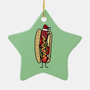 Ornement En Céramique Casquette de Père Noël de Noël de hot-dog de style