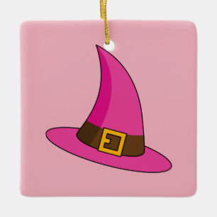 Ornement En Céramique Casquette de sorcière rose
