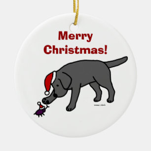 Ornement En Céramique Casquette noir personnalisé de Père Noël de No