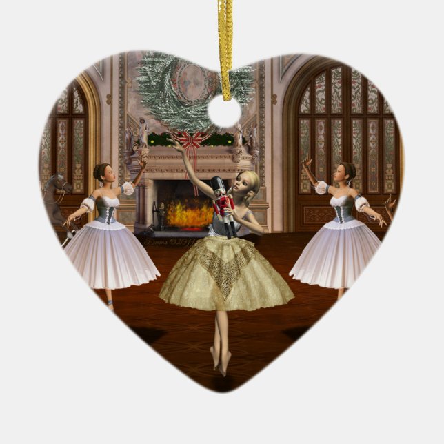 Ornement En Céramique Casse-noix personnalisé Ballerina Heart Ornament (Devant)