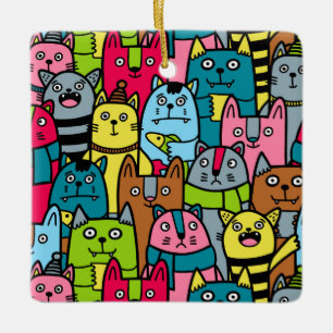 Ornement En Céramique Cat et kitten