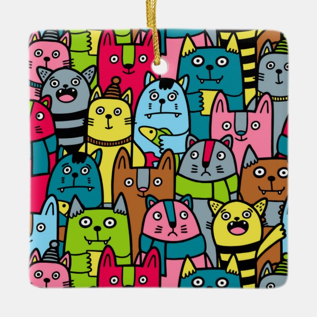 Ornement En Céramique Cat et kitten (Devant)