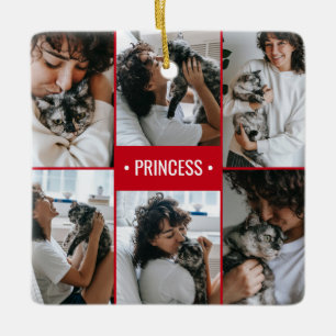 Ornement En Céramique Cat Photo Collage Monogrammed