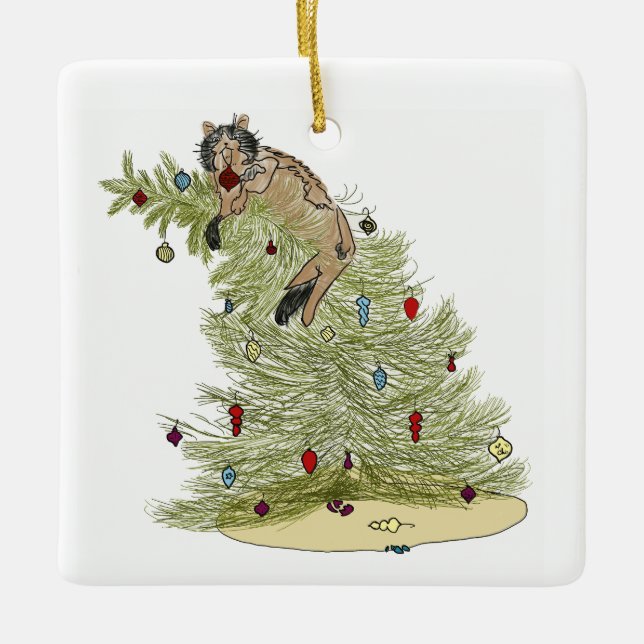 ORNEMENT EN CÉRAMIQUE CAT TREE ORNAMENT  (Devant)