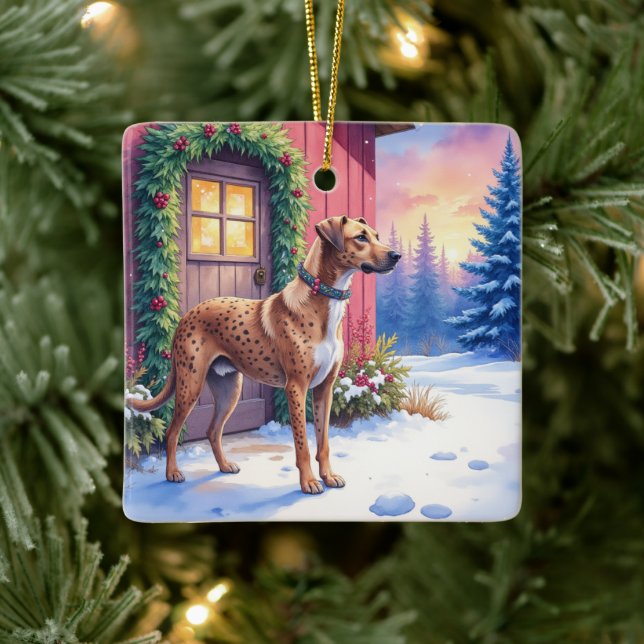 Ornement En Céramique Catahoula Leopard Dog Rustic Barn Christmas Art (Arbre)