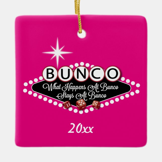 Ornement En Céramique Ce qui se produit chez Bunco (Devant)