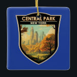 Ornement En Céramique Central Park New York Travel Art Vintage<br><div class="desc">Image vectorielle de Central Park. Central Park est un parc urbain entre les quartiers Upper West Side et Upper East Side de Manhattan à New York qui a été le premier parc paysager aux États-Unis.</div>