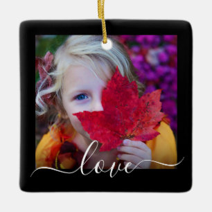 Ornement En Céramique Ceramic Ornament Double Sided Photo Love Black