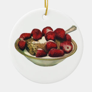 Ornement En Céramique Céréales de petit-déjeuner sain vintage fraises