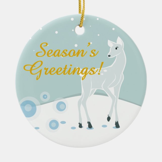 Ornement En Céramique Cerf neigeux (Devant)