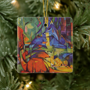 Ornement En Céramique Cerfs dans la forêt II de Franz Marc, Art ancien