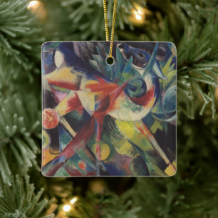 Ornement En Céramique Cerfs dans un jardin fleuri par Franz Marc, Art Vi