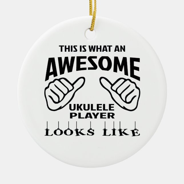 Ornement En Céramique C'est à quel joueur impressionnant d'ukulélé (Devant)