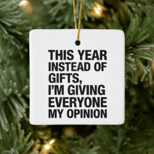 Ornement En Céramique Cette année au lieu d'un cadeau je donne à tout le