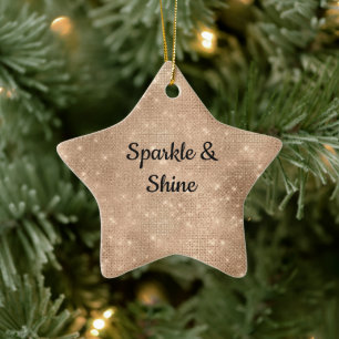 Ornement En Céramique Champagne Gold Glam Sparkle Glitz