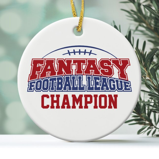 Ornement En Céramique Championne d'Imaginaire de football (Personalized Christmas Ornament - Fantasy Football League)