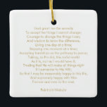 Ornement En Céramique Chanson de prière personnalisée texte élégant à de<br><div class="desc">Custom personalized prayer song quote or text two sided est élégamment minimaliste Ornament de Ceramic. Great for Christmas. Fully customizable faux gold text on both sides ( two different texts) and white solid plain background. You can write your own message, love letter, source d'inspiration, ratio de motivation, poem, etc or...</div>
