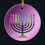 Ornement En Céramique Chanukah Menorah<br><div class="desc">Amusez-vous bien avec ceux-ci ! Pensez aux thèmes ! Ajoutez ou supprimez du texte, et (pour un supplément qui est déjà ajouté ici) customisez le dos avec des images, la couleur, votre logo / infos commerciales, etc. ! Ils sont également parfaits pour les cadeaux ou à utiliser comme la touche...</div>