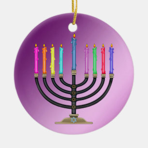 Ornement En Céramique Chanukah Menorah