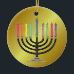 Ornement En Céramique Chanukah Menorah<br><div class="desc">Amusez-vous bien avec ceux-ci ! Pensez aux thèmes ! Jouez avec des couleurs arrière - plans, ajoutez ou supprimez du texte, et (moyennant un supplément) customisez le dos avec des images, la couleur, votre logo / infos commerciales, etc. ! Ils sont également parfaits pour les cadeaux ou à utiliser comme...</div>