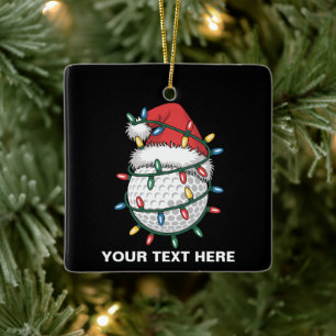 Ornement En Céramique Chapeau de Père Noël à balle de golf personnalisé