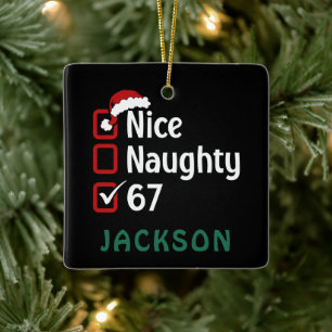 Ornement En Céramique Chapeau de Père Noël mignon méchant 67 Nom drôle