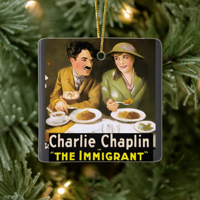 Ornement En Céramique Charlie Chaplin/L'Ornement En Céramique Immigrant (Arbre)