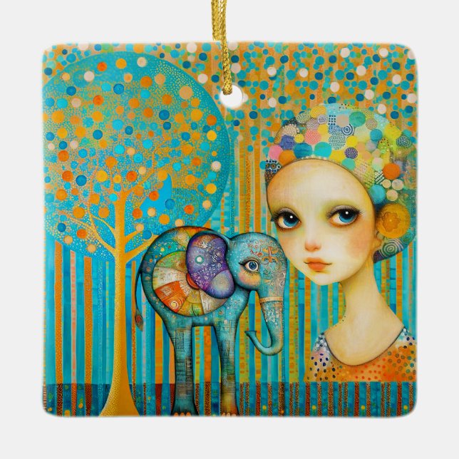 Ornement En Céramique Charme des éléphants (Devant)