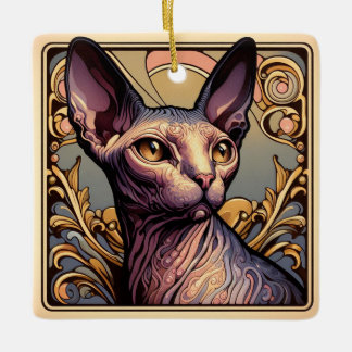 Ornement En Céramique Charme élégant Sphinx Chat