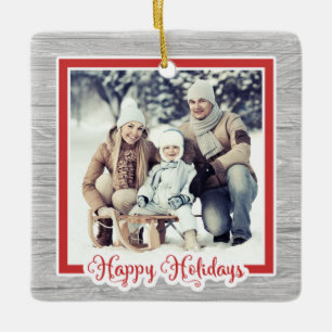 Ornement En Céramique Charming Barnwood Instagram Photo Noël