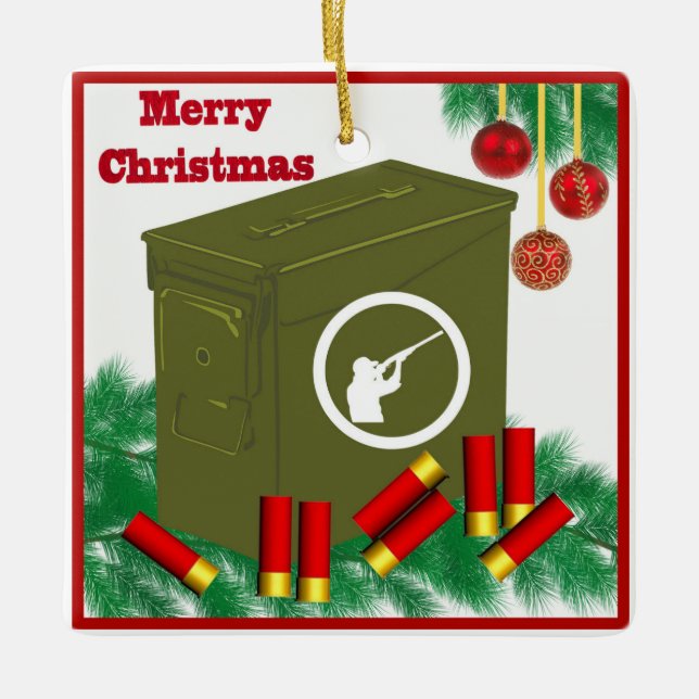 Ornement En Céramique Chasse Tir Sports Ammo Peut Joyer Noël (Devant)