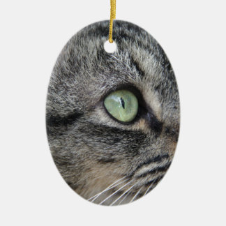 Ornement En Céramique Chat avec de beaux yeux verts