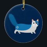 Ornement En Céramique Chat de Hanoukka<br><div class="desc">Un grand cadeau pour des amoureux de les chats sur Chanukah !</div>