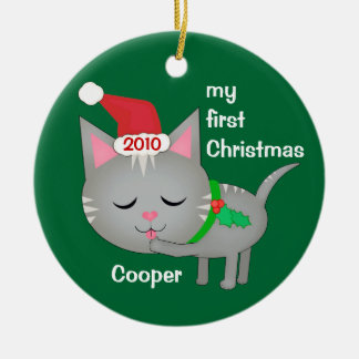 Ornement En Céramique Chat de Père Noël de Noël/ornement faits sur