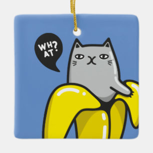 Ornement En Céramique Chat en banane