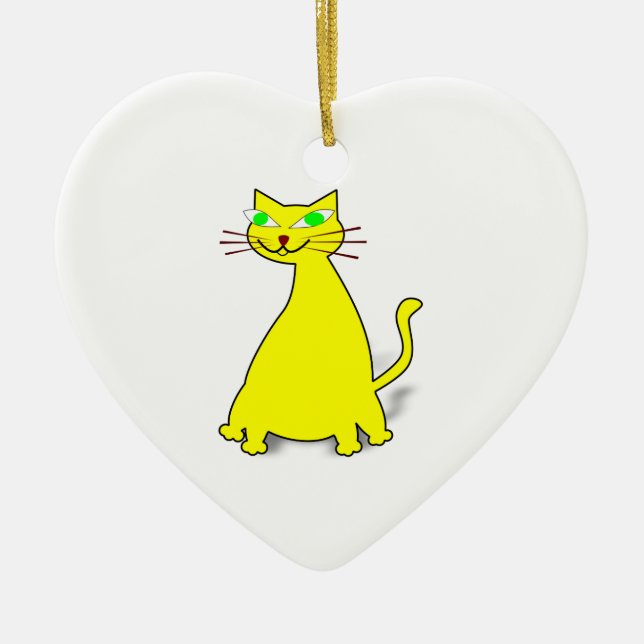Ornement En Céramique Chat gras jaune (Devant)