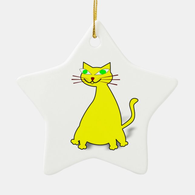 Ornement En Céramique Chat gras jaune (Devant)