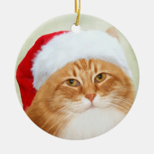 Ornement En Céramique Chat le père noël