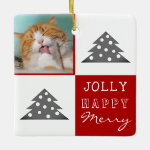 Ornement En Céramique Chat Pet Joyeux Jolly Christmas Tree Photo de vaca