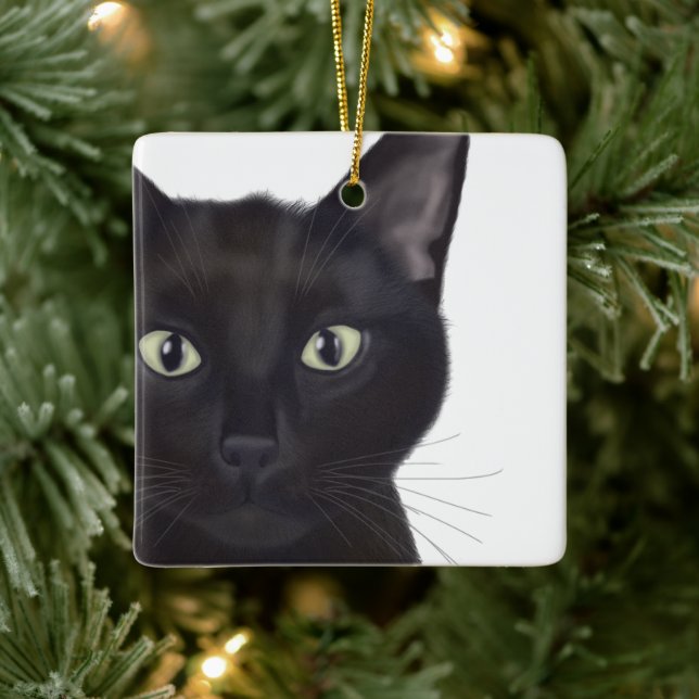 Ornement En Céramique Chat, Portrait de Gus (Arbre)